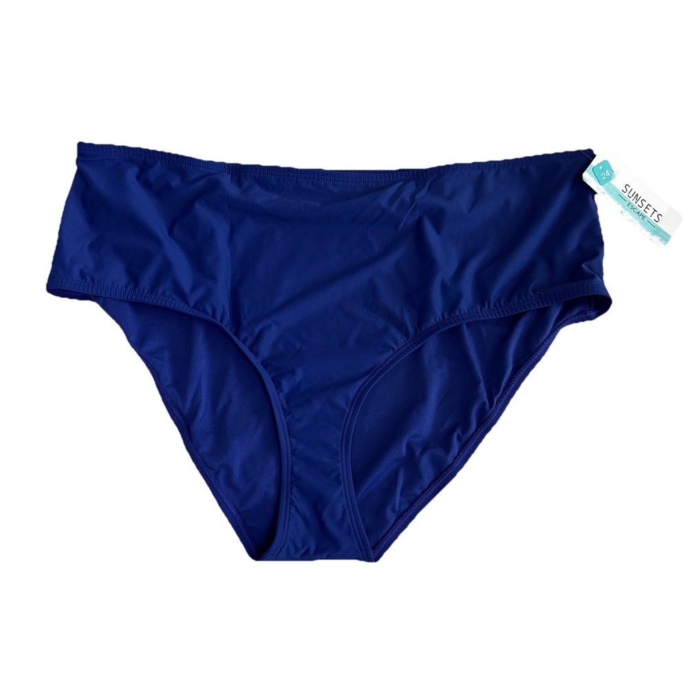 NEW Sunsets Bikini Bottoms Womenโ Sz 24 Plus Indigo Blue High Waisted Swim NWT